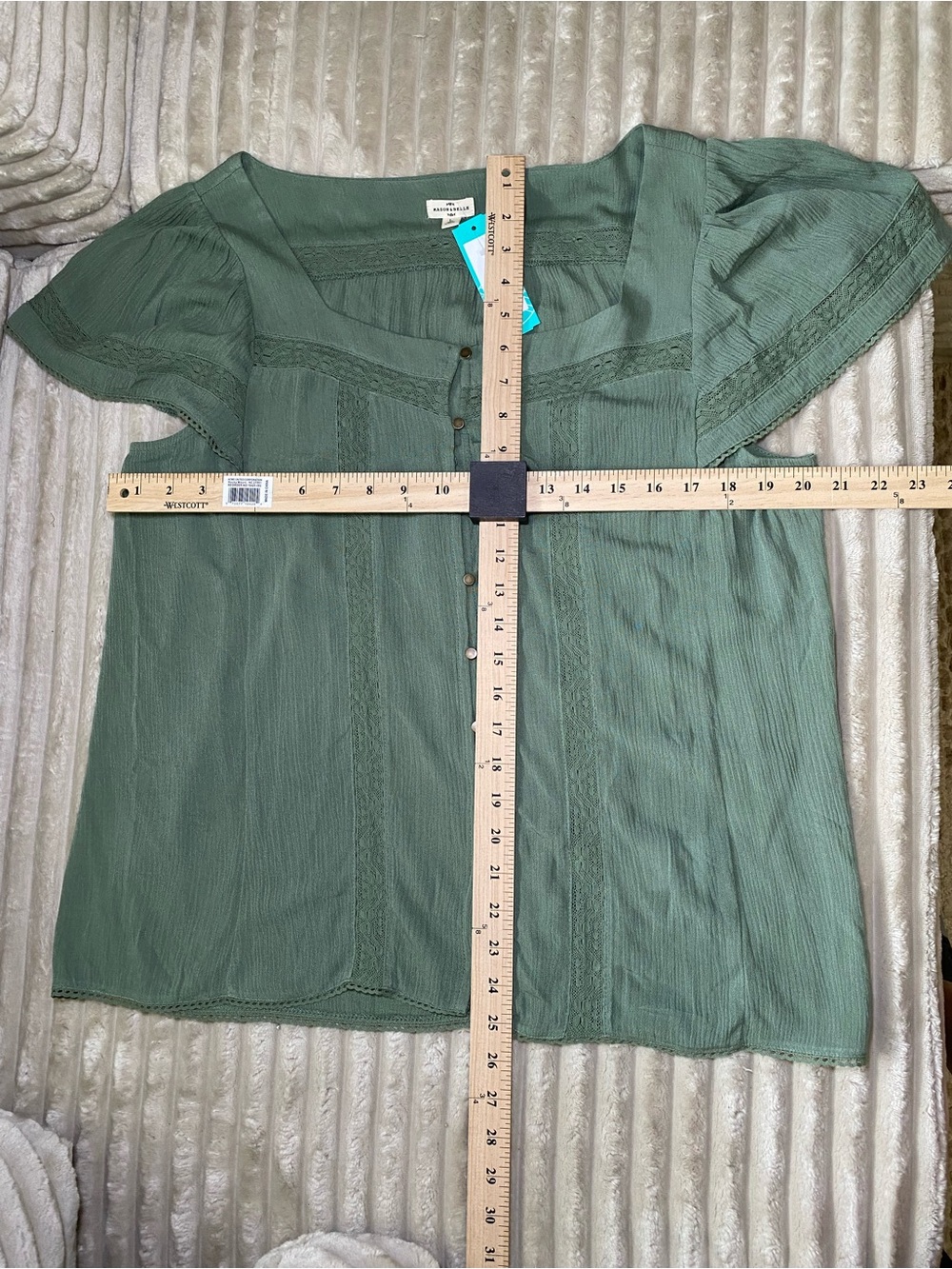Stitchfix Mason and Belle Elegant Green Button-Down Women's Top L - Picture 4 of 16